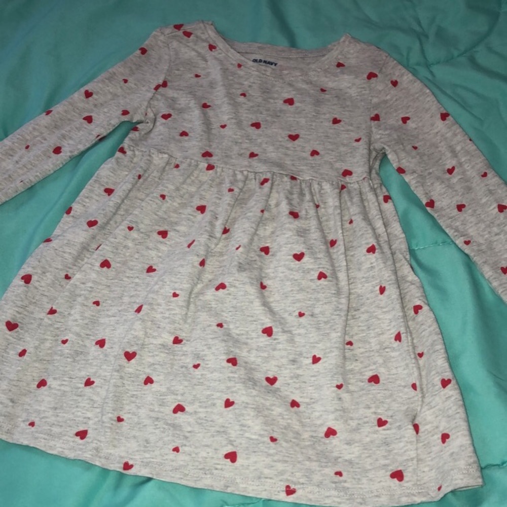 Gray with red hearts size 2t long sleeve dress
